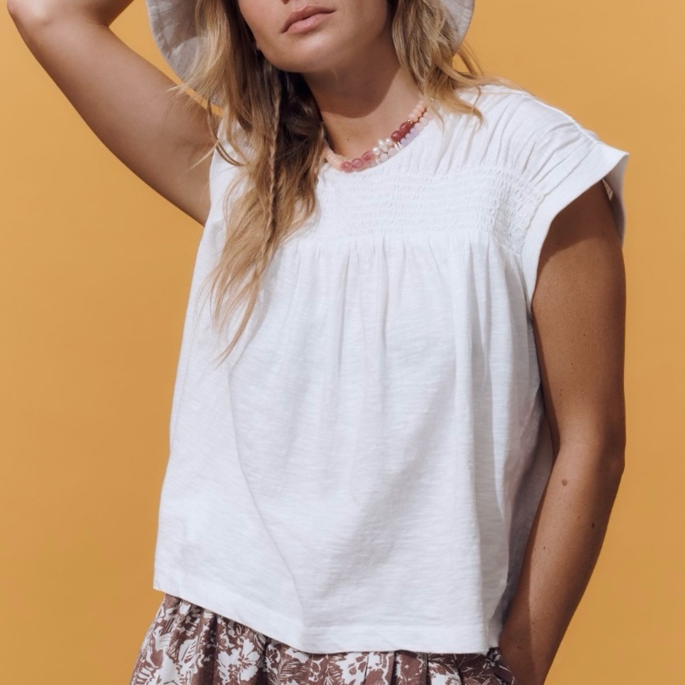 By Anthropologie Smocked Yoke Top - Picture 1 of 3